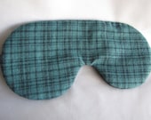 Sleep mask Teal colored plaid adjustable - eye mask