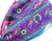 Pink Purple Paisley Scarf, Peacock Scarf, Pink Silk Sari Scarf, Indian Print Silk Shawl, Bohemian Shawl, Pink Silk Wrap