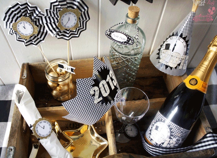 2014 New Years Party - gold and black elegant party - Printable Party - Happy New Year Il_570xn