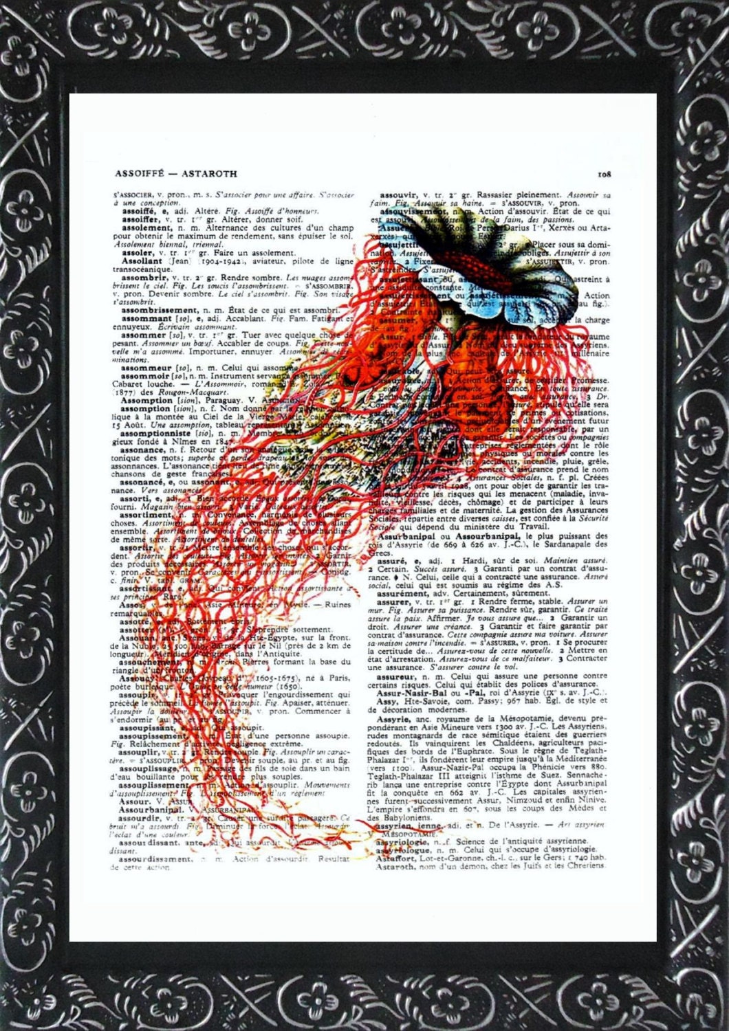 Jellyfish art Original Antique Book Page jellyfish print Art Print Vintage Dictionary (525)