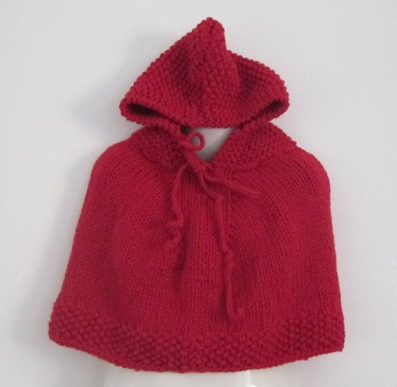 Baby hand knitted hooded cape poncho - 9-12 months - Many colours available