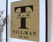 Burlap Art Customized Print  Wedding, Engagement Gift,  Anniversary Gift