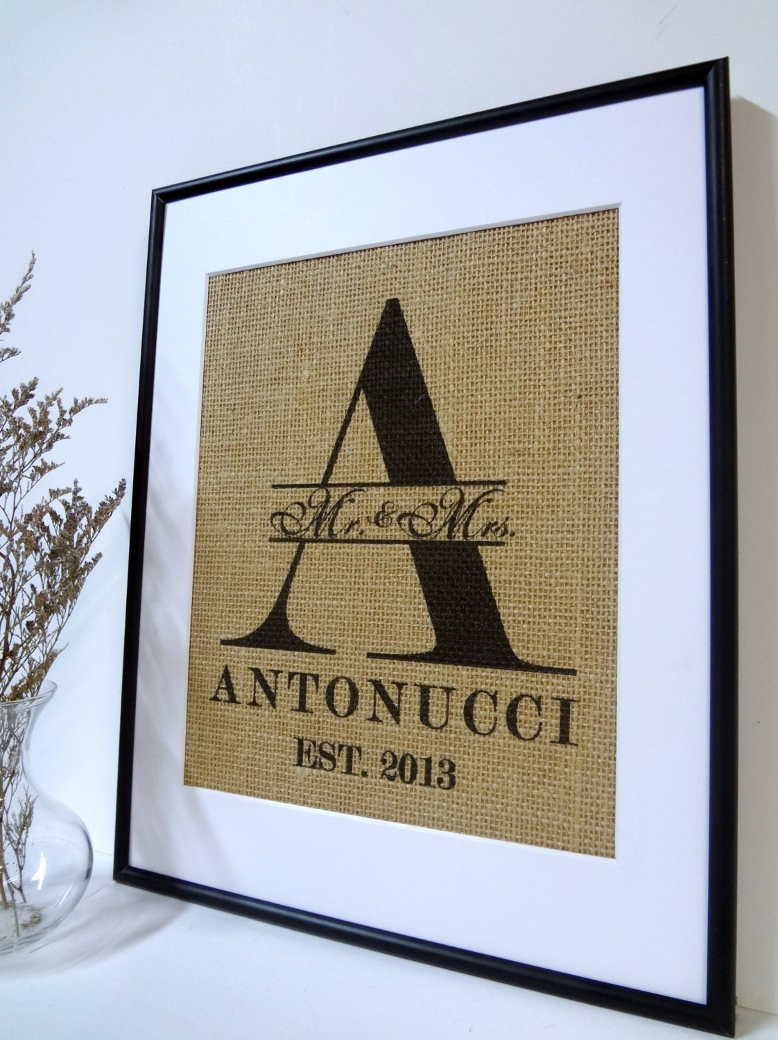 Personalized Wedding Sign on Burlap with Est. Date