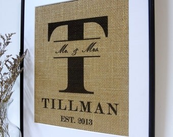 Burlap Art Customized Print  Wedding, Engagement Gift,  Anniversary Gift