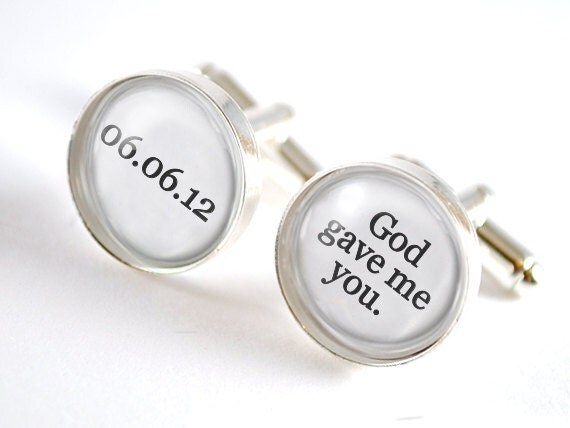 God gave me you personalized groom wedding date cufflinks