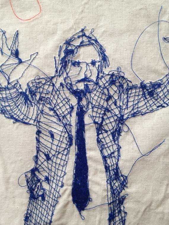 Original thread drawing portrait Esquire magazine serie