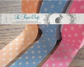 PEACH BLUE PINK Trio Washi Tape - Polka Dot Pattern Masking Tape - 15mm x 15m