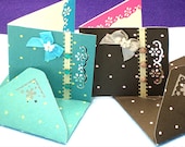 2 Poke A Dot Pair of Notecard/Envelope Stationary Set, Embellished Blank Card/Envelope, Bright Handmade Card/Envelope Stationary Set