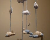 Blue And White Airplane Baby Crib Mobile - Baby Mobile - Crib Mobile - Nursery - Plane And Cloud Mobile