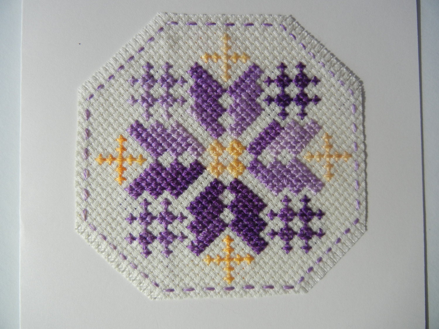 Cross Stitch Flower Card Morning Glory Croatian Traditional Embroidery