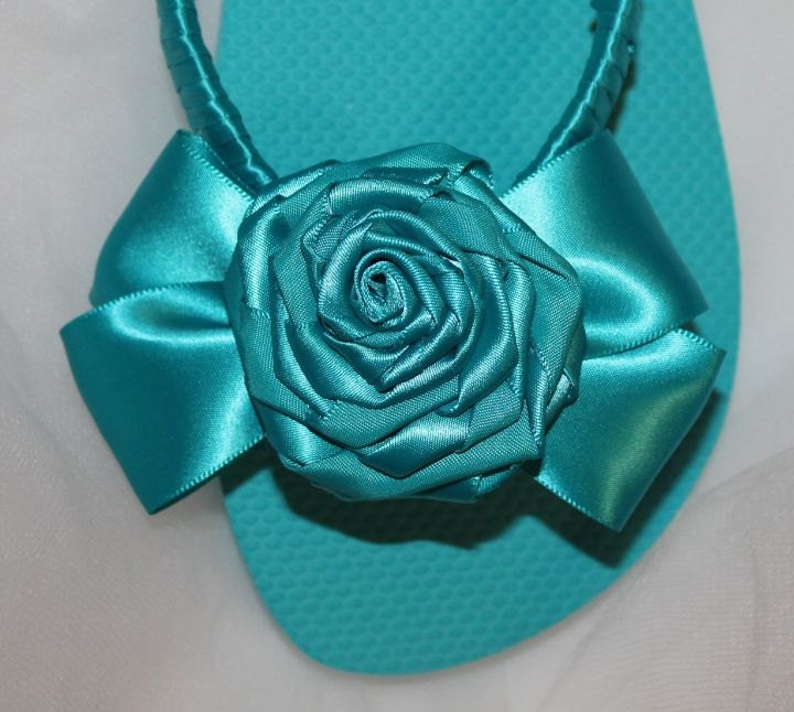 ANY Color Romantic Ribbon Rose Flip Flop Featuring Handmade Ribbon Rose