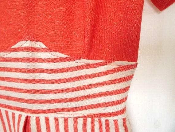 Vintage Coral and White Tweed Romper