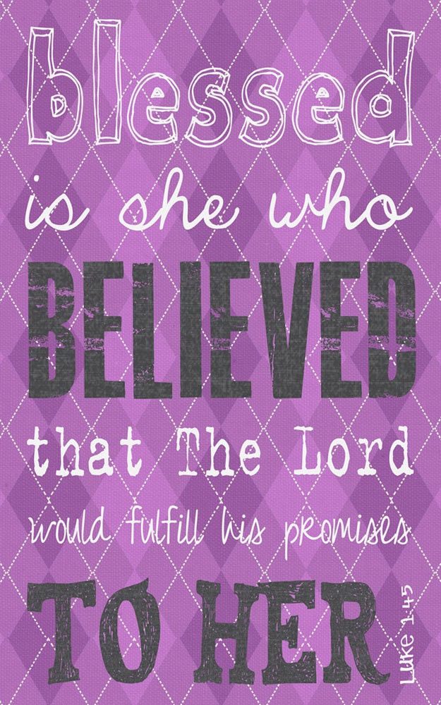 Scripture Art, Bible Verse Art, Faith Based Art, Luke 1:45, 5x8 art print on wood