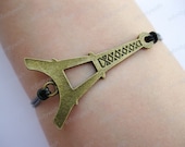 Bracelet-The Eiffel Tower bracelet,real leather bracelet,star bracelet-Z706