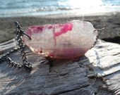 Cotton Candy Pink Agate Slice Necklace
