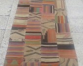 MULTICOLOR  Original Vintage Turkish Patchwork Kilim Rug Runner, 31.49 x74.80 inches.Decorative Kilim Rugs.