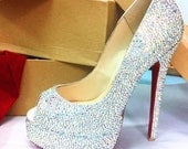 ss5-20 multi size of stone Bling High heel shoe crystal 6" Strass w/ Swarovski element