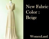 New Fabric Color - Beige Custom Made Infinity Wrapping Convertible Bridesmaid Dress Floor Length Evening Gown Plus Size Woman Dresses