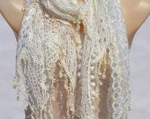 Fashion exquisite cotton lace scarf, mesh lace stitching scarf, white lace scarf, shawl, women's accessories