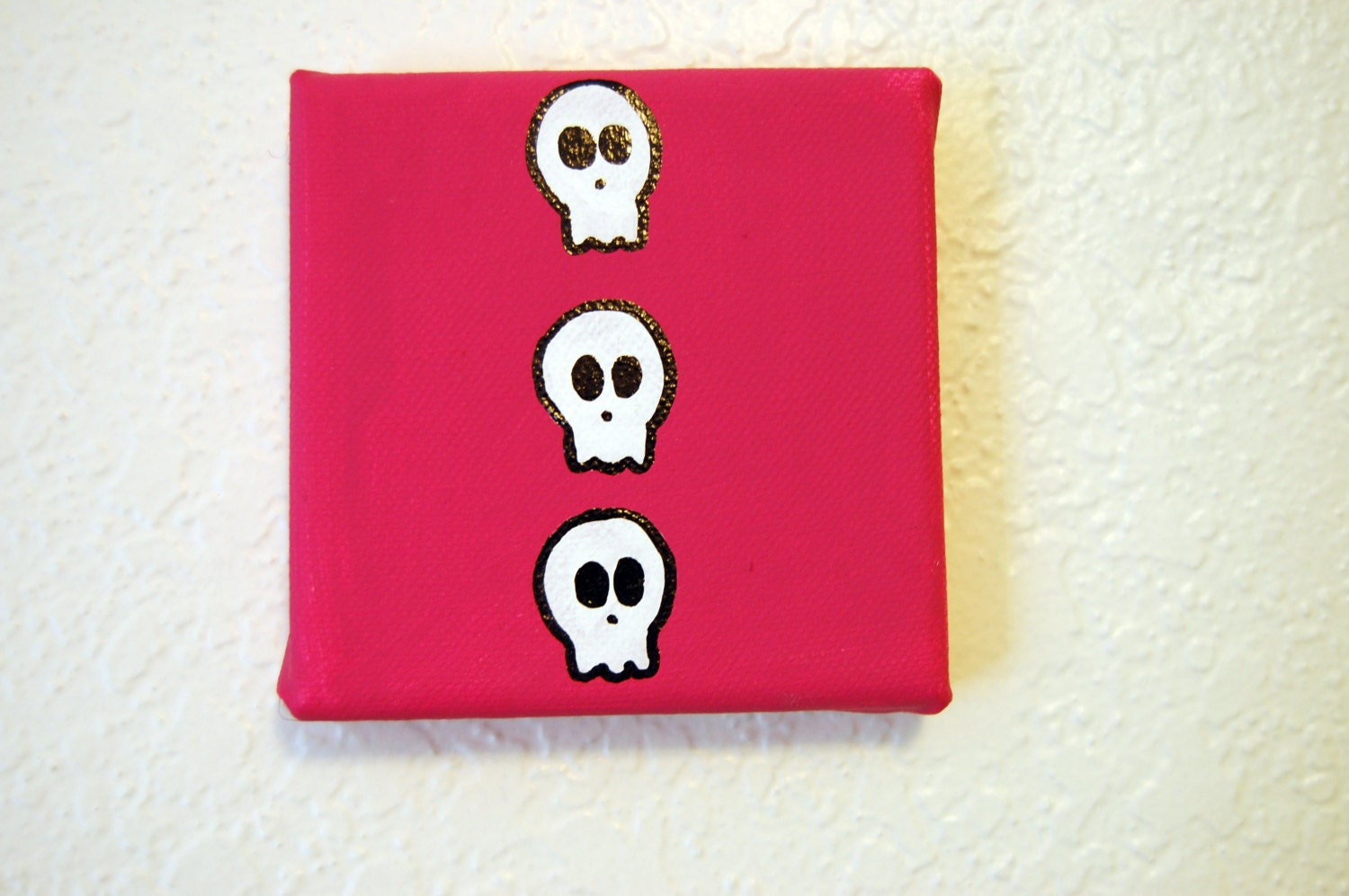 Pink Skull Painting 4x4 canvas Acrylic