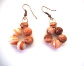 Wire-Wrapped Natural Faceted Gemstone Dangle Earrings with Copper Wire