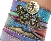 Owl Silk Wrap Bracelet Yoga Jewelry Tree of Life Dragonfly Mother Earth Bohemian Earthy Unique Gift For Her Under 50 Item V18