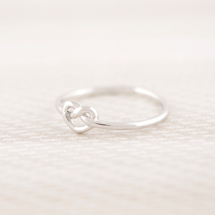 Tiny Heart Knot Ring in silver