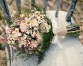 Farmhouse Wedding Bridal Bouquet, Shabby Chic Wedding, Dried Flower Bouquet, Blush Bouquet, Peony Bouquet with Wild Flowers