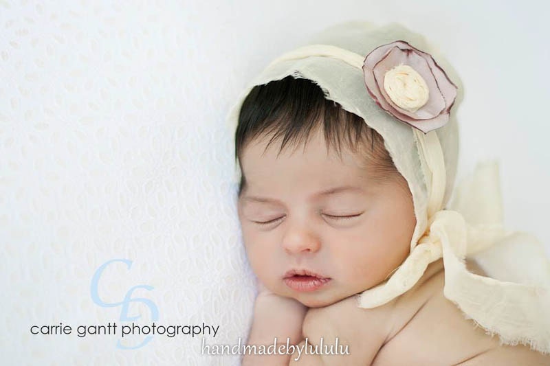 baby bonnet, simply from pastel yellow chiffon , newborn Photo prop, baby hat, vintage girl