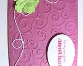 Handmade 3-D Mother's Day Card, Swirls, Embossed, Floral Flourish, Elegant Pearl, Customize Any Color