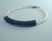 Blue And White Nautical Bracelet Simple Beaded Summer Brass