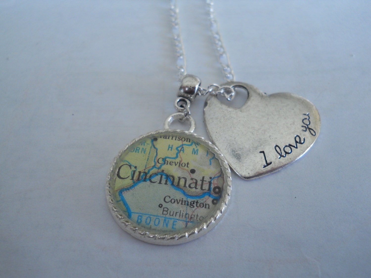 I Love You Heart with World Map of Any Location Pendant Necklace  - Best Gift For Loved One. Child. Mother's Day. Engagement. Birth Gift.