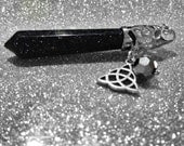 Sandstone Swarovski Crystal Triquetra Pendulum
