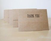 Hand Stitched Letter Pressed Craft Thank You Cards - Set of 6