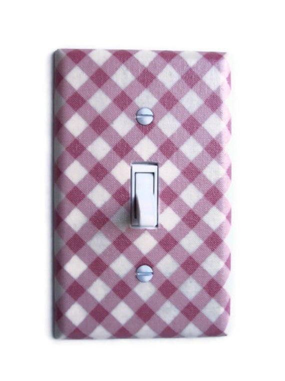 Pink & Cream Lattice Single Toggle Switch Plate, wall decor