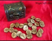25 Futhark runes stones Set - model Natural  -  BOX included - wicca pagan druidism