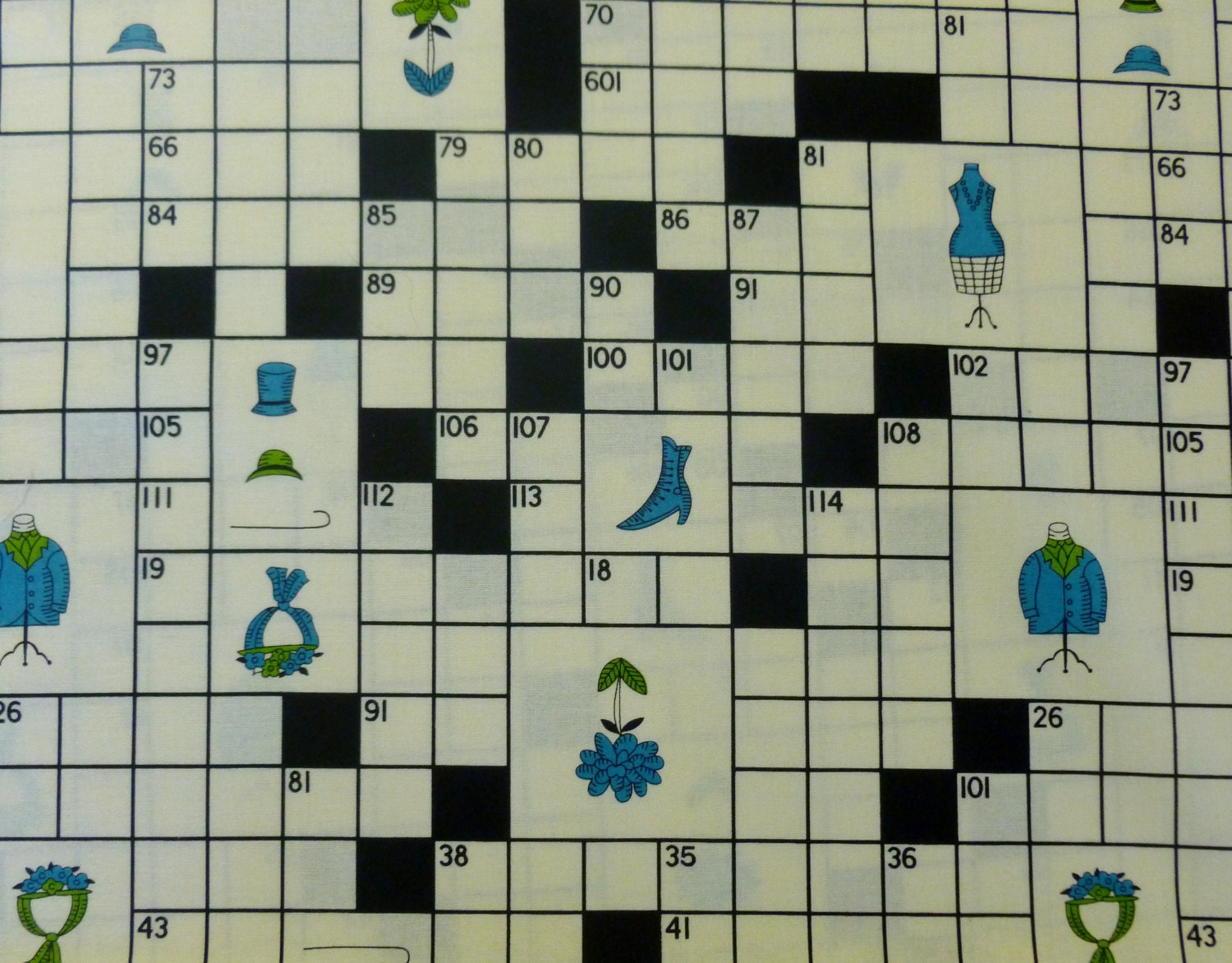 Crossword Puzzle by  Yuwa of Japan-  Half Yard