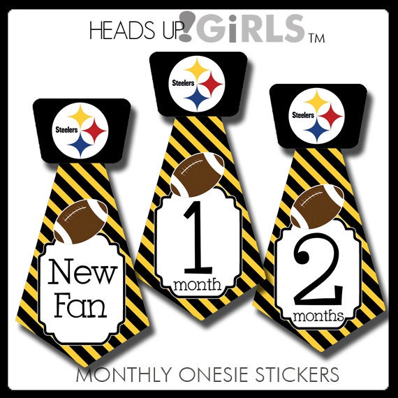Tie Shape Onesie Stickers with Pittsburgh Steelers Football for Baby Boys - Newborn through One Year, 20 Sticker Set