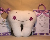 Toothy the Tooth Fairy Kit - Limited Edition Purple Flowers - Tooth Fairy Pillow, Tooth Fairy Plaque, Tooth Fairy Door Hang