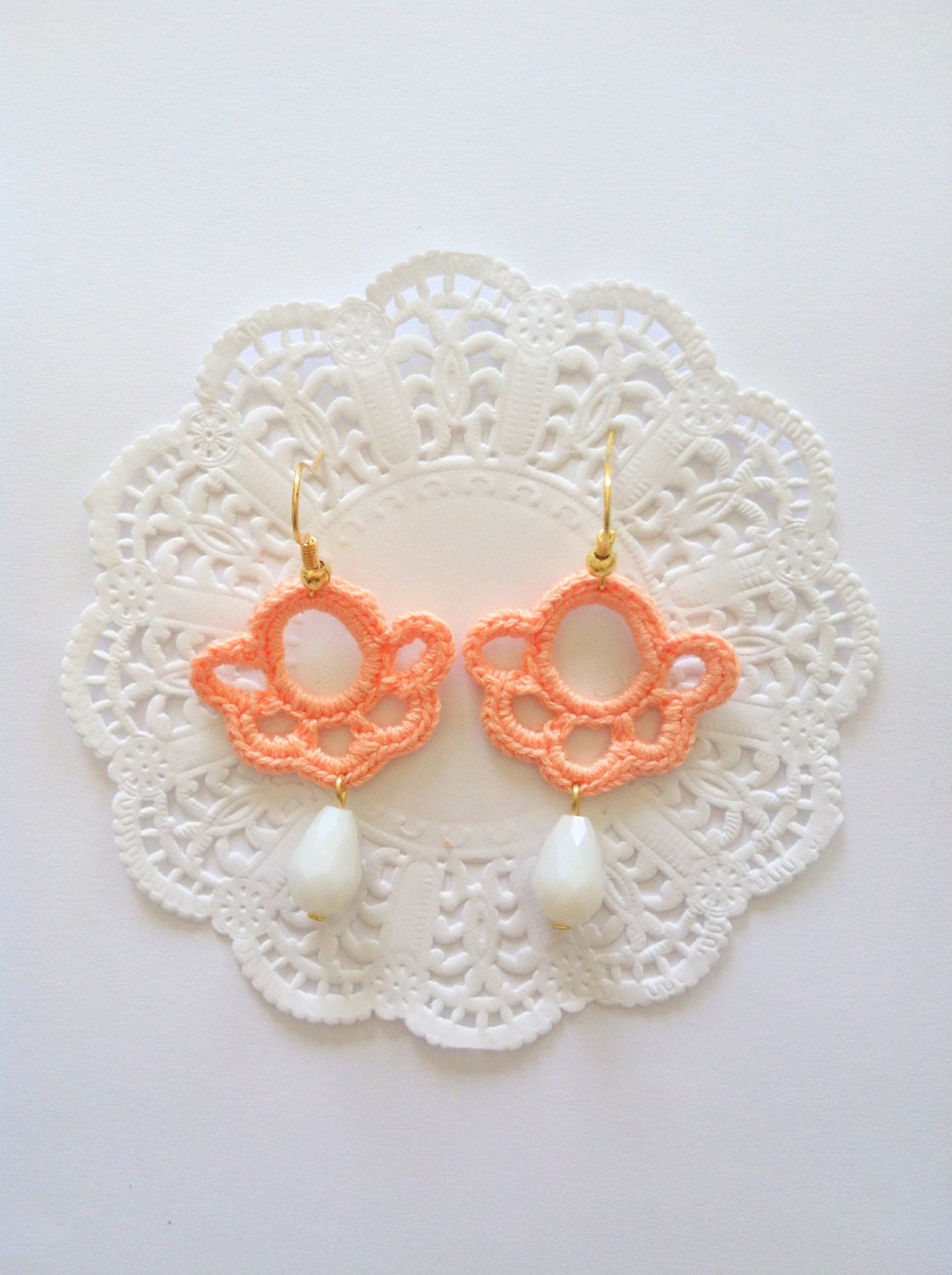 Crochet earrings Smoothie Peach