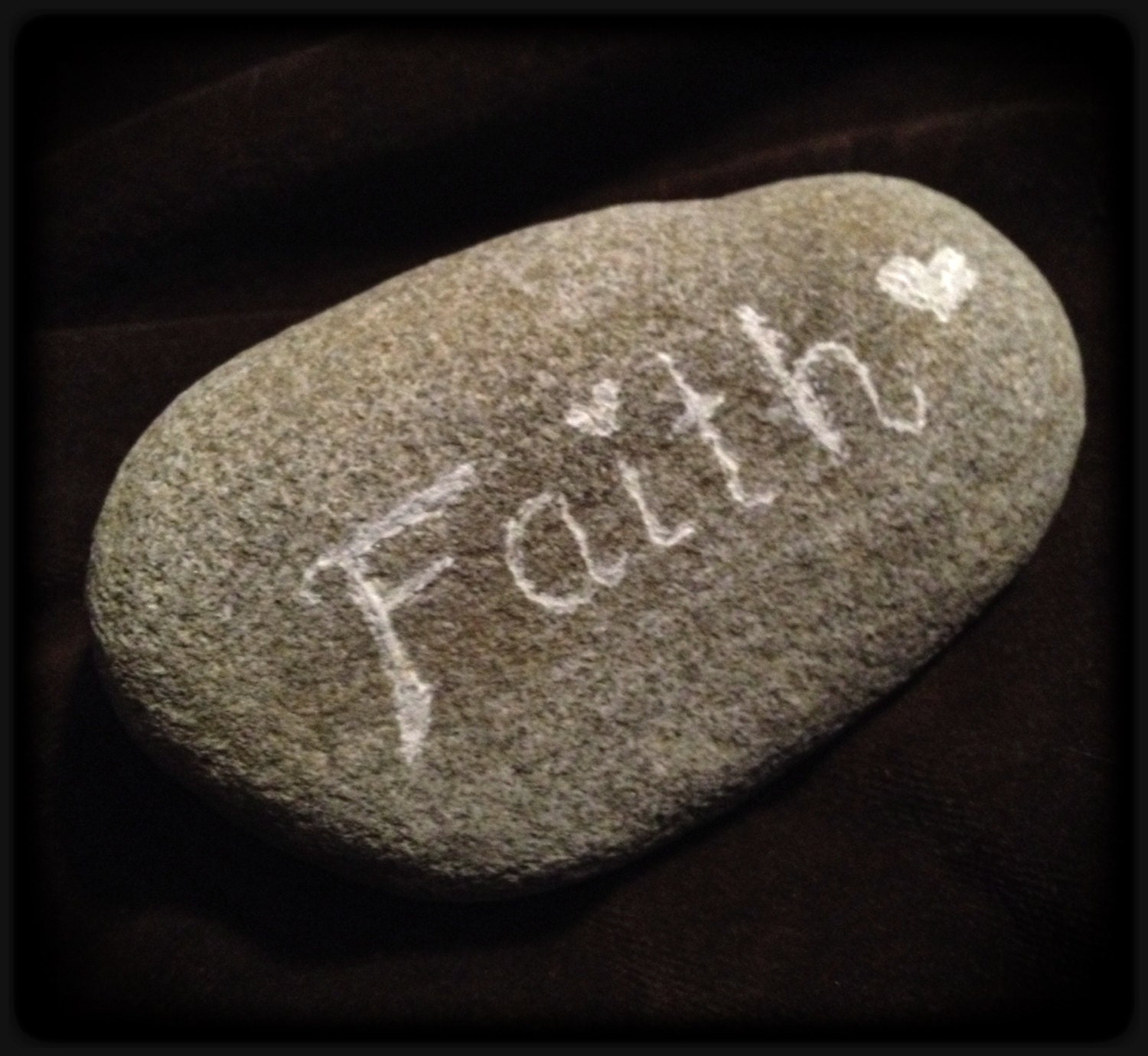 Rustic Carved River Stone FAITH