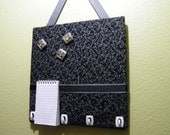 magnet board, message board,coupon organizer,  black and grey home decor,