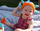 Monster Baby Hat with Matching Booties Photo Prop Costume Baby Shower Gift READY TO SHIP - sunshineknitandsew
