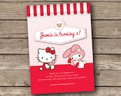 Printable invitation - Hello kitty and my melody birthday party collection