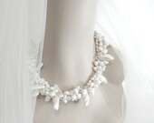 Multi Strand Pearl Necklace - Statement Beach Wedding Jewelry - Triple Strand Biwa Stick Pearl Necklace
