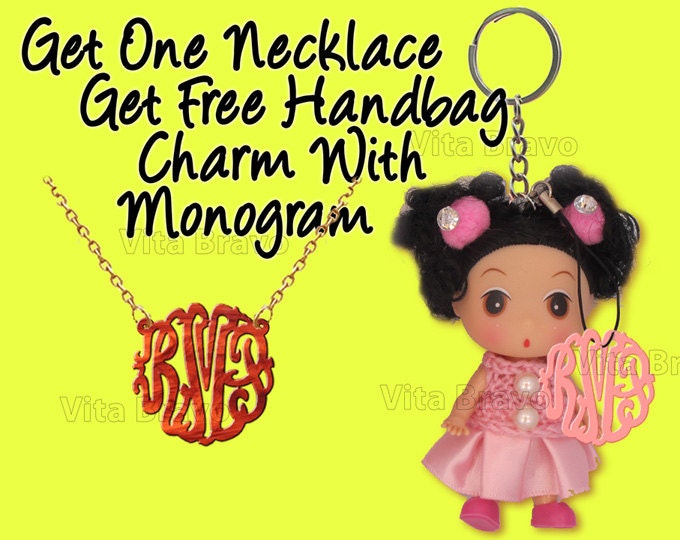 Monogram PROMOTION Necklace Buy One Get one Free Hand Made Custom  Initials Personalized  Jewelry  Acrylic Tortoise