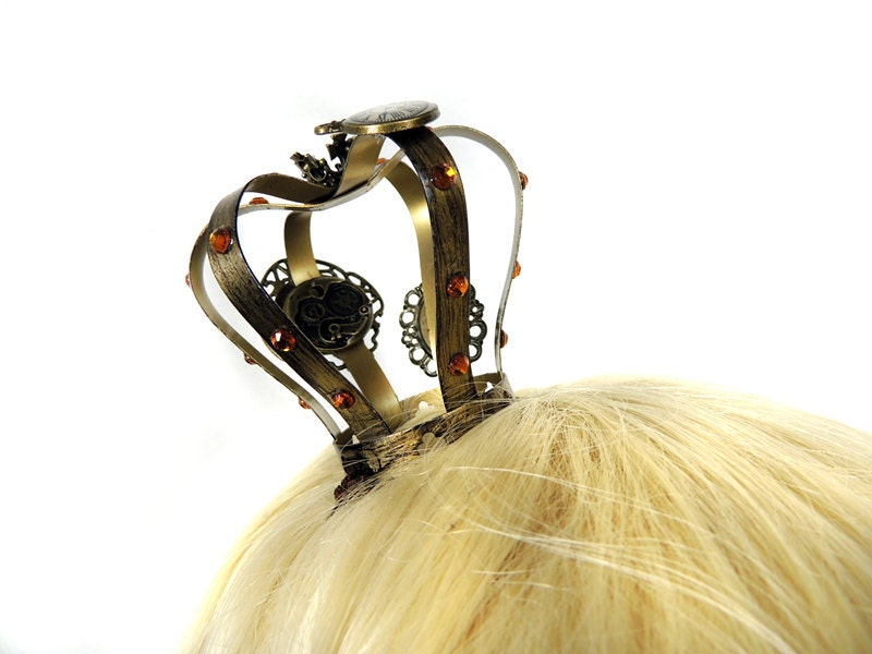 Steampunk Gothic Lolita crown in brass princess fascinator Burlesque