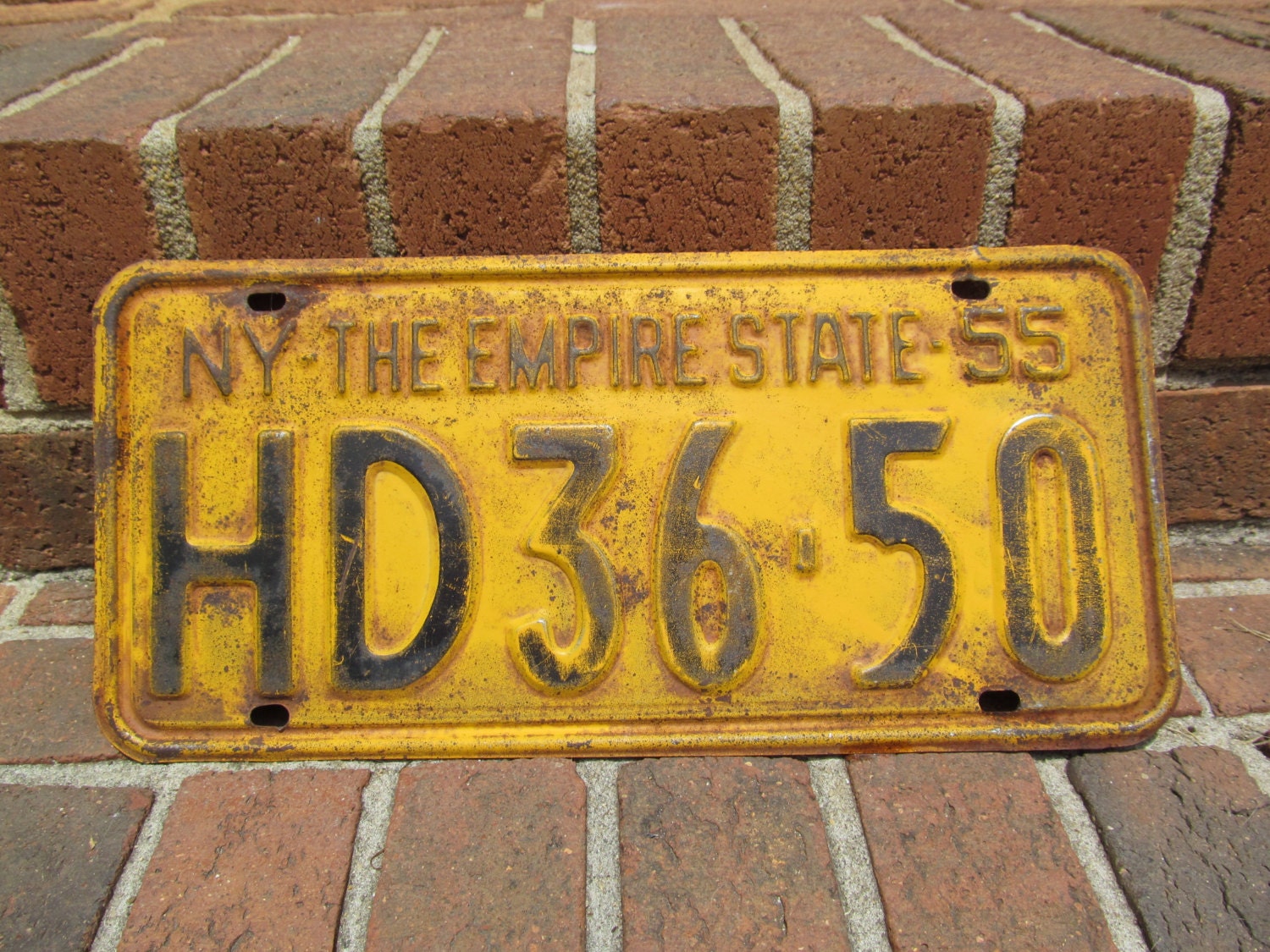 Vintage New York License Plate Empire State Tag 1955