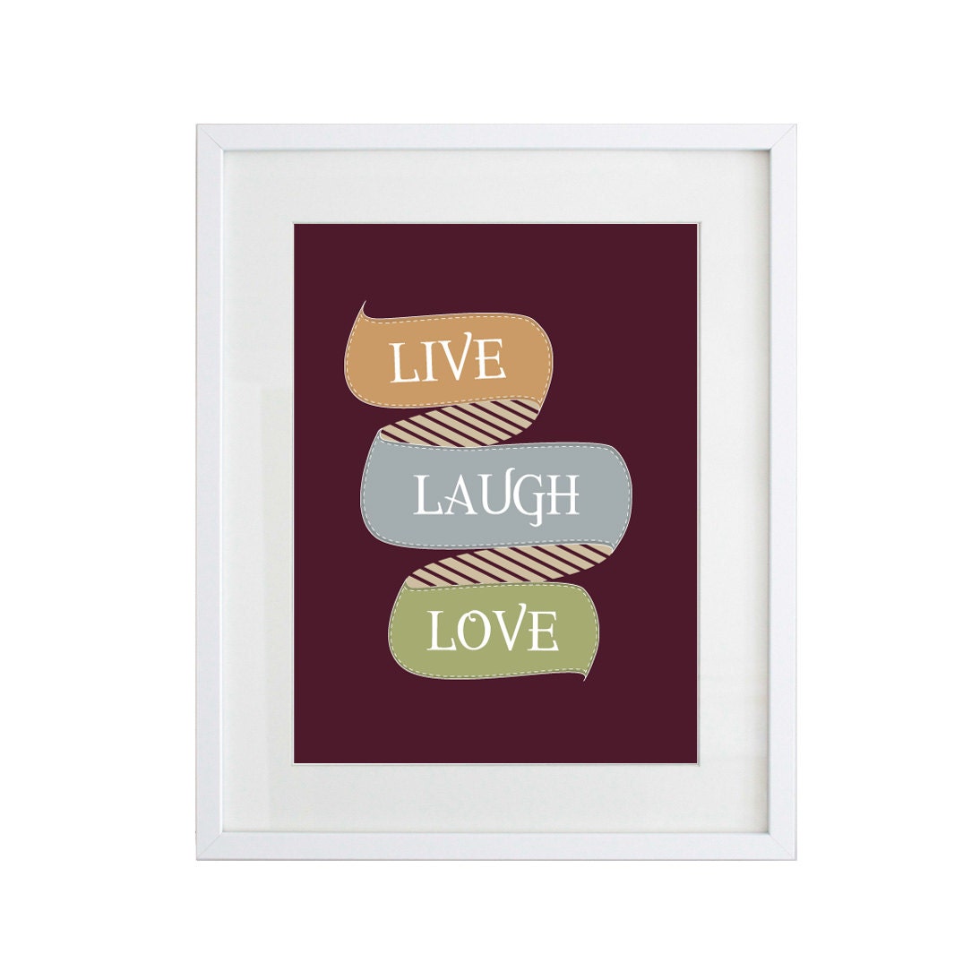 Live Laugh Love - Inspirational Typography Digital Modern Print 8x10