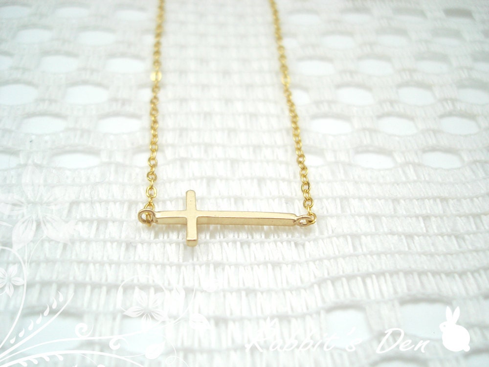 New: Matte Gold Side Cross Necklace